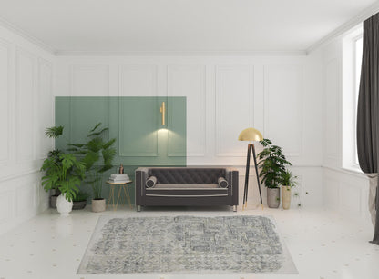 8 x 10 Green Blue & Ivory Hand Woven Rug