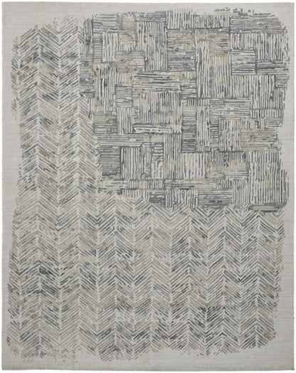 9 x 12 Green Blue & Ivory Hand Woven Rug