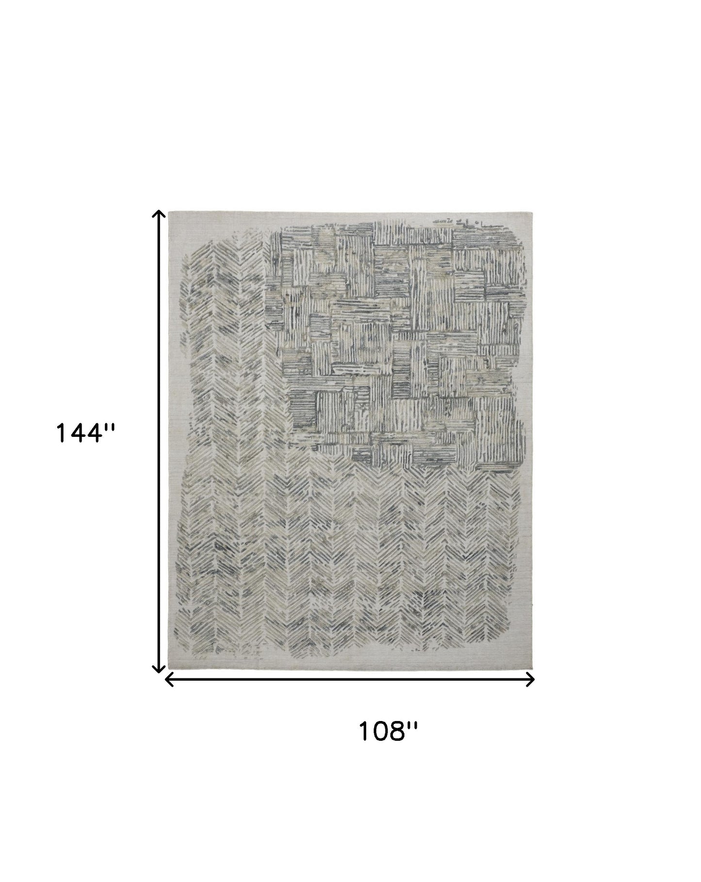 9 x 12 Green Blue & Ivory Hand Woven Rug