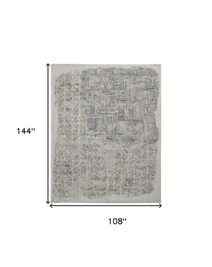 9 x 12 Green Blue & Ivory Hand Woven Rug