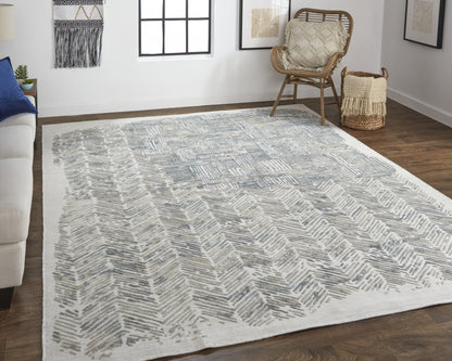 9 x 12 Green Blue & Ivory Hand Woven Rug