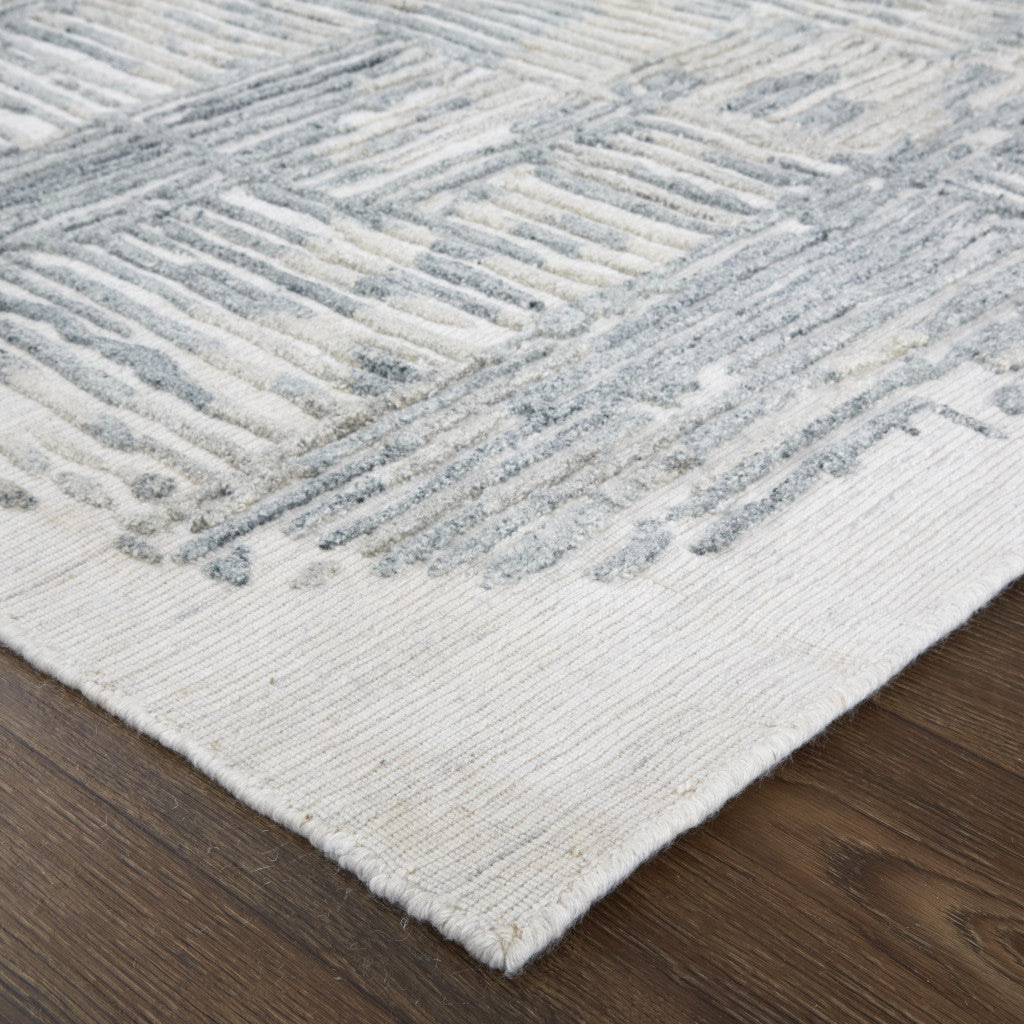 9 x 12 Green Blue & Ivory Hand Woven Rug