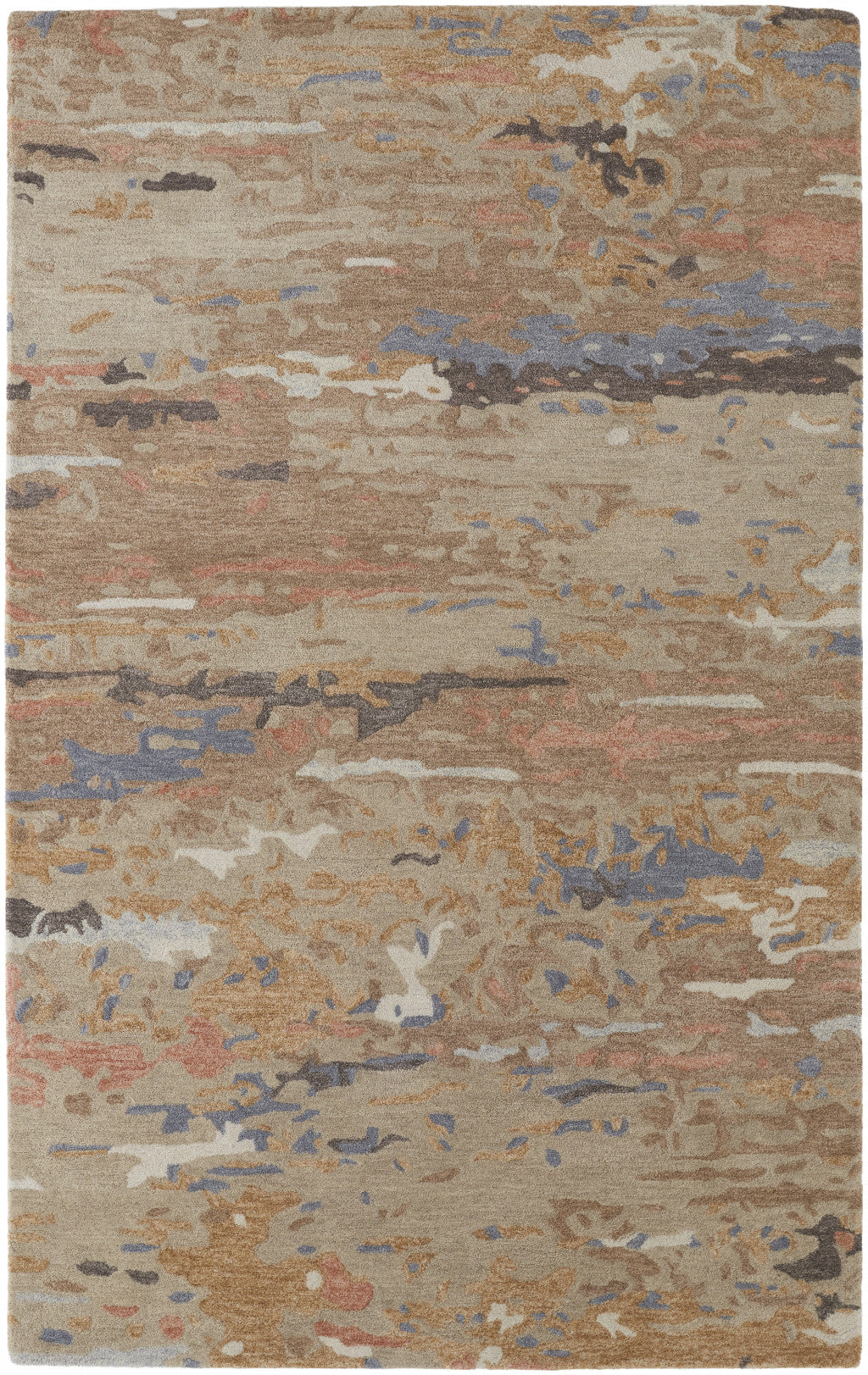 9 x 12 Tan & Blue Wool Tufted Handmade Stain Resistant Rug