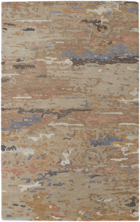 9 x 12 Tan & Blue Wool Tufted Handmade Stain Resistant Rug
