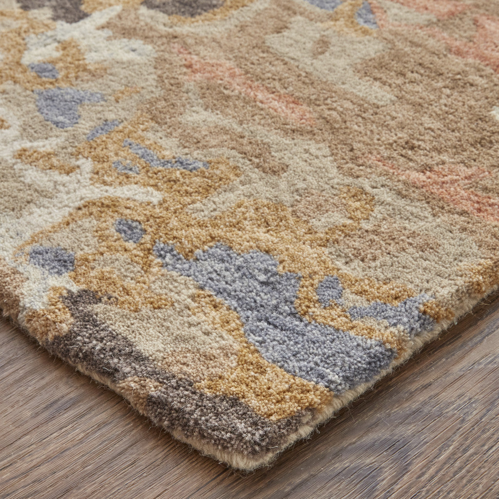 9 x 12 Tan & Blue Wool Tufted Handmade Stain Resistant Rug