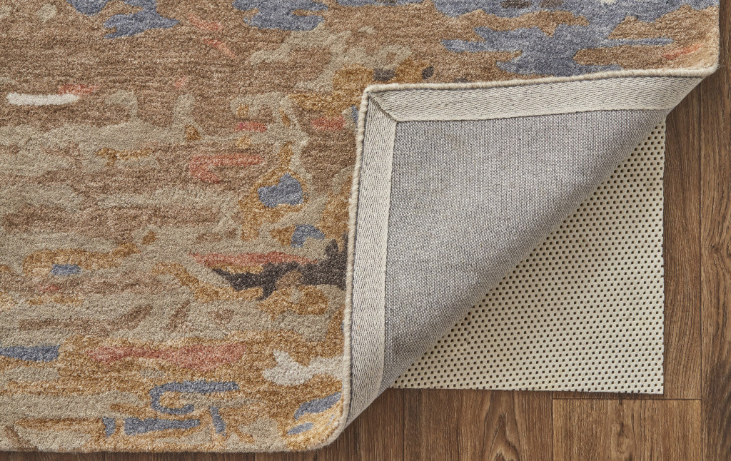 9 x 12 Tan & Blue Wool Tufted Handmade Stain Resistant Rug