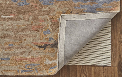 9 x 12 Tan & Blue Wool Tufted Handmade Stain Resistant Rug