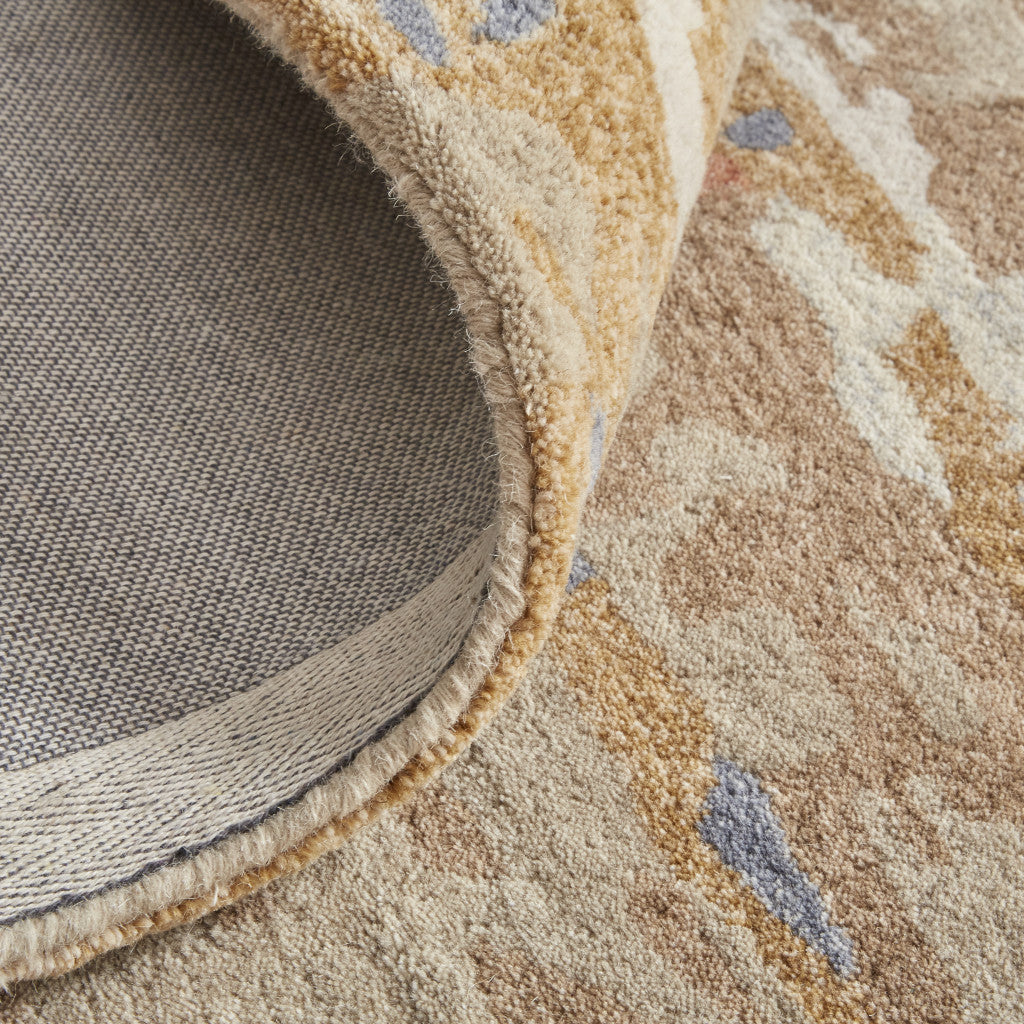 9 x 12 Tan & Blue Wool Tufted Handmade Stain Resistant Rug