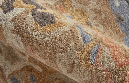 12 x 15 Tan & Blue Wool Tufted Handmade Rug