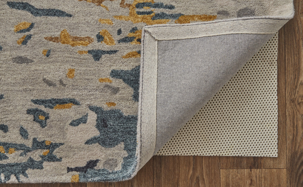 9 x 12 Gray Yellow & Blue Wool Tufted Handmade Stain Resistant Rug