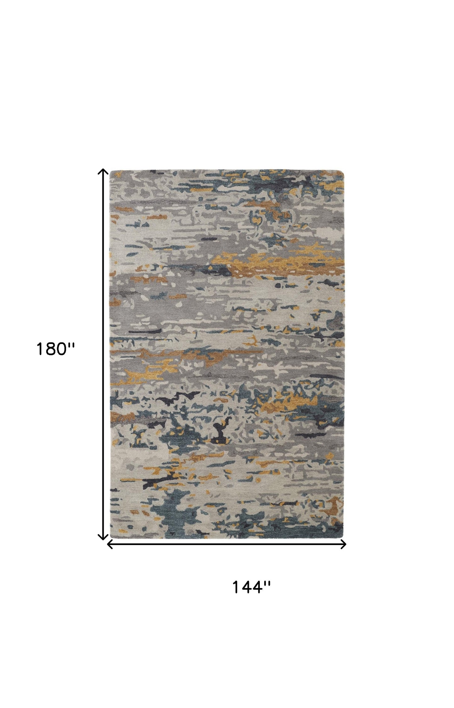 12 x 15 Gray Yellow & Blue Wool Tufted Handmade Rug