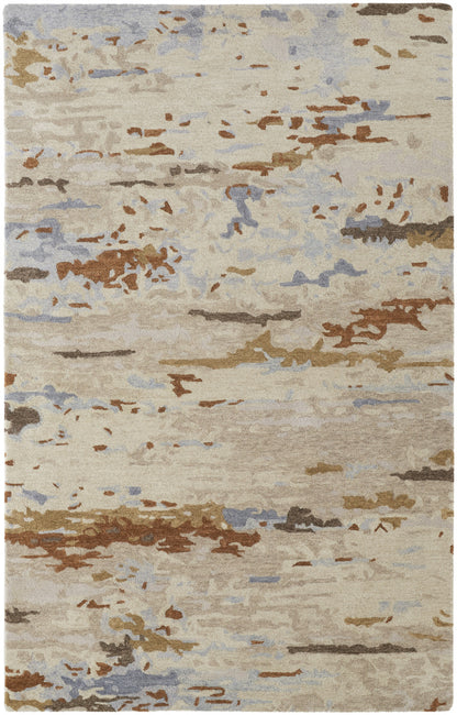 9 x 12 Ivory Blue & Brown Wool Tufted Handmade Stain Resistant Rug