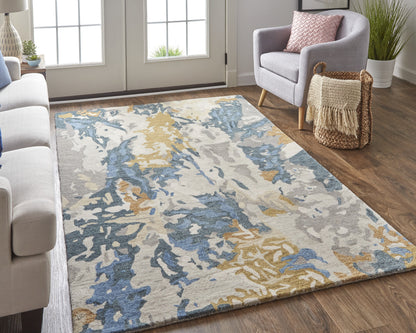 9 x 12 Blue & Gray Hand Tufted Rug