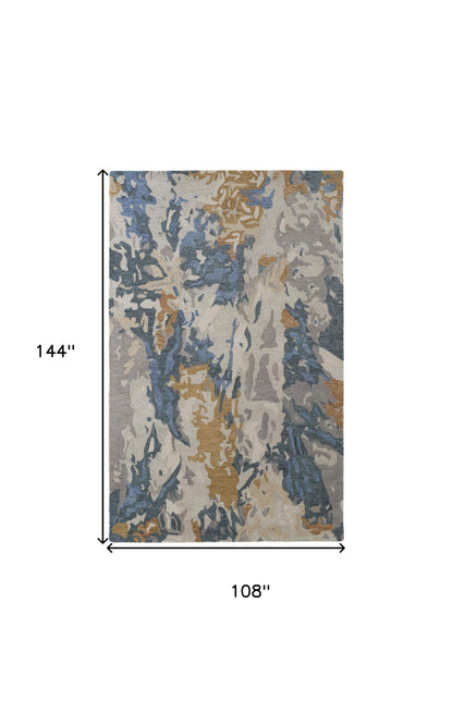 9 x 12 Blue & Gray Hand Tufted Rug