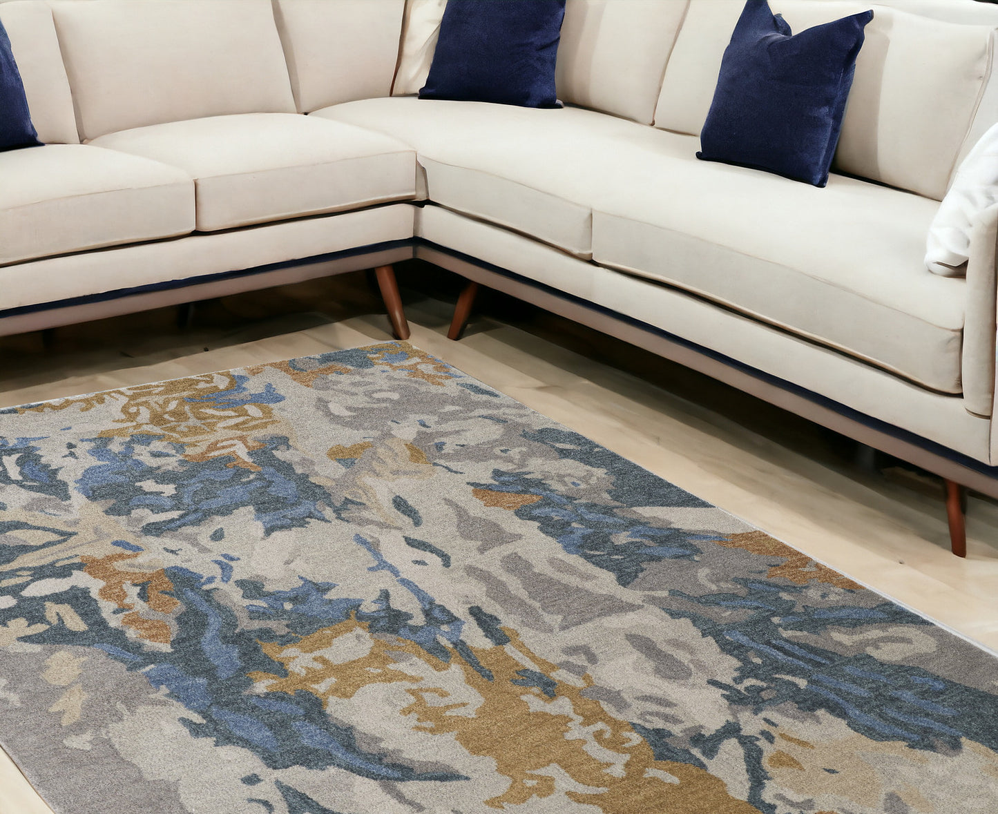 9 x 12 Blue & Gray Hand Tufted Rug