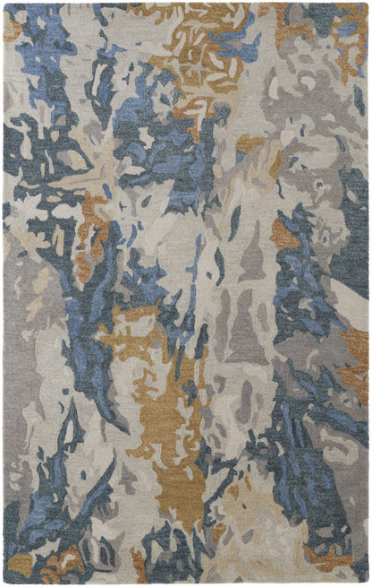 12 x 15 Gray Blue & Gold Wool Tufted Handmade Rug