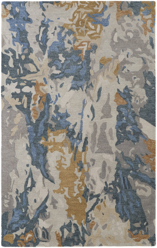 12 x 15 Gray Blue & Gold Wool Tufted Handmade Rug