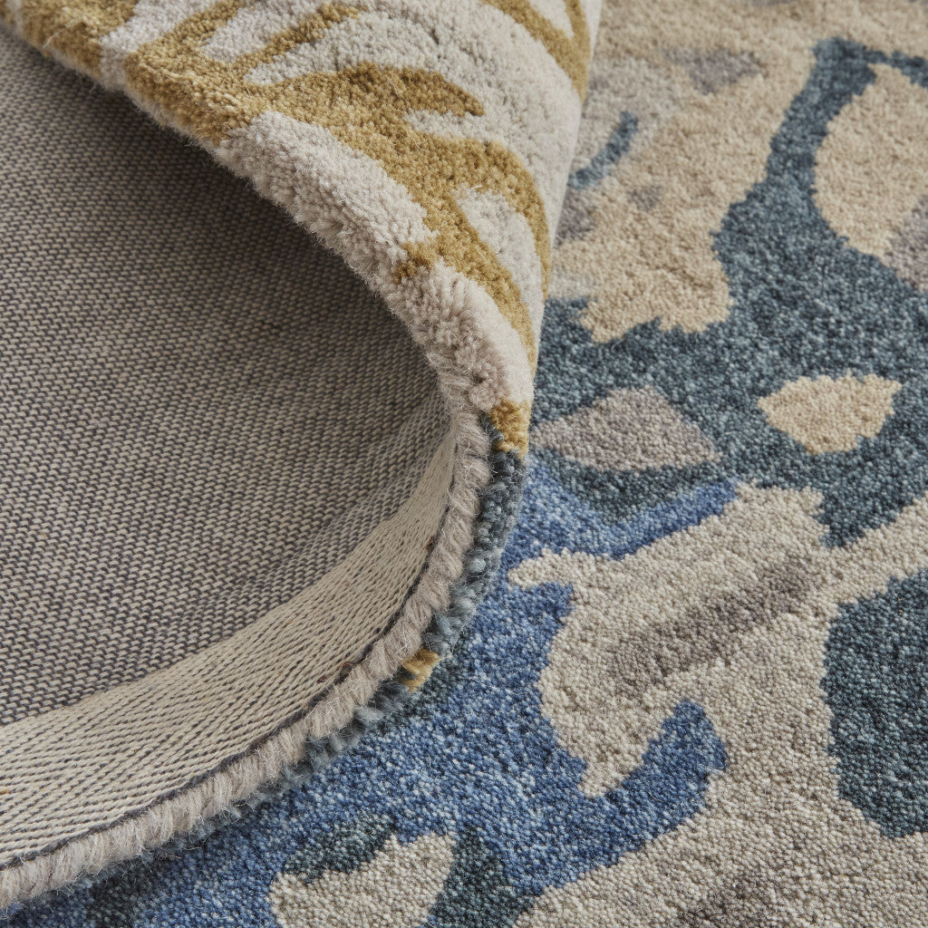 12 x 15 Gray Blue & Gold Wool Tufted Handmade Rug