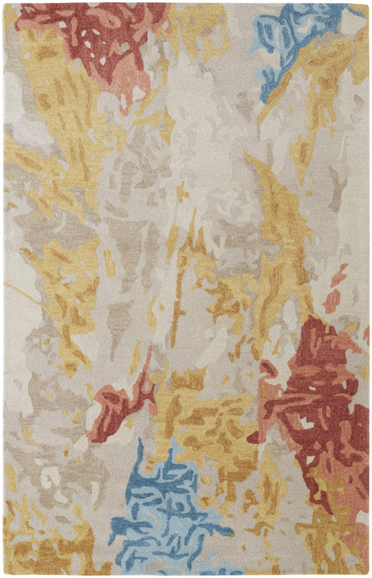 8 x 10 Ivory Yellow & Blue Wool Tufted Handmade Stain Resistant Rug