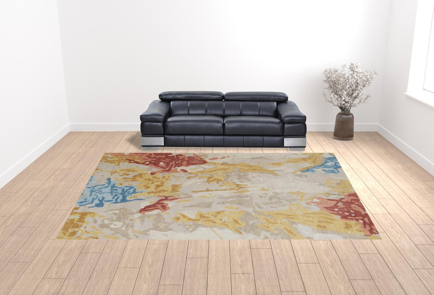 12 x 15 Ivory Yellow & Blue Wool Tufted Handmade Rug