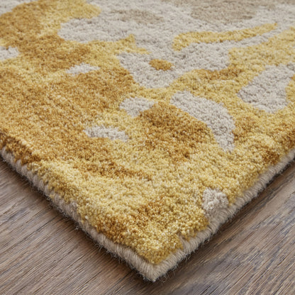 12 x 15 Ivory Yellow & Blue Wool Tufted Handmade Rug