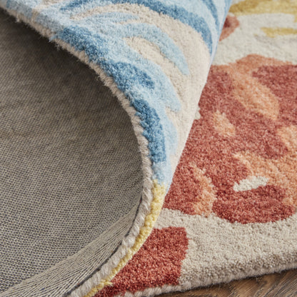 12 x 15 Ivory Yellow & Blue Wool Tufted Handmade Rug
