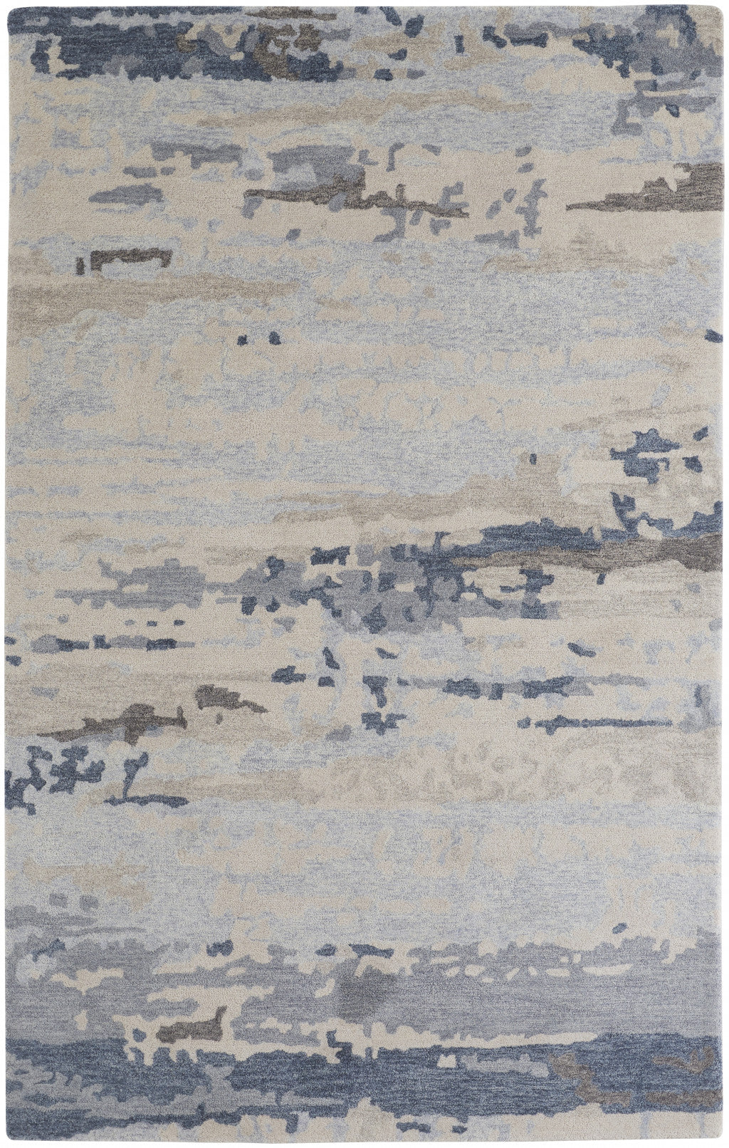 9 x 12 Blue Gray & Ivory Wool Tufted Handmade Stain Resistant Rug