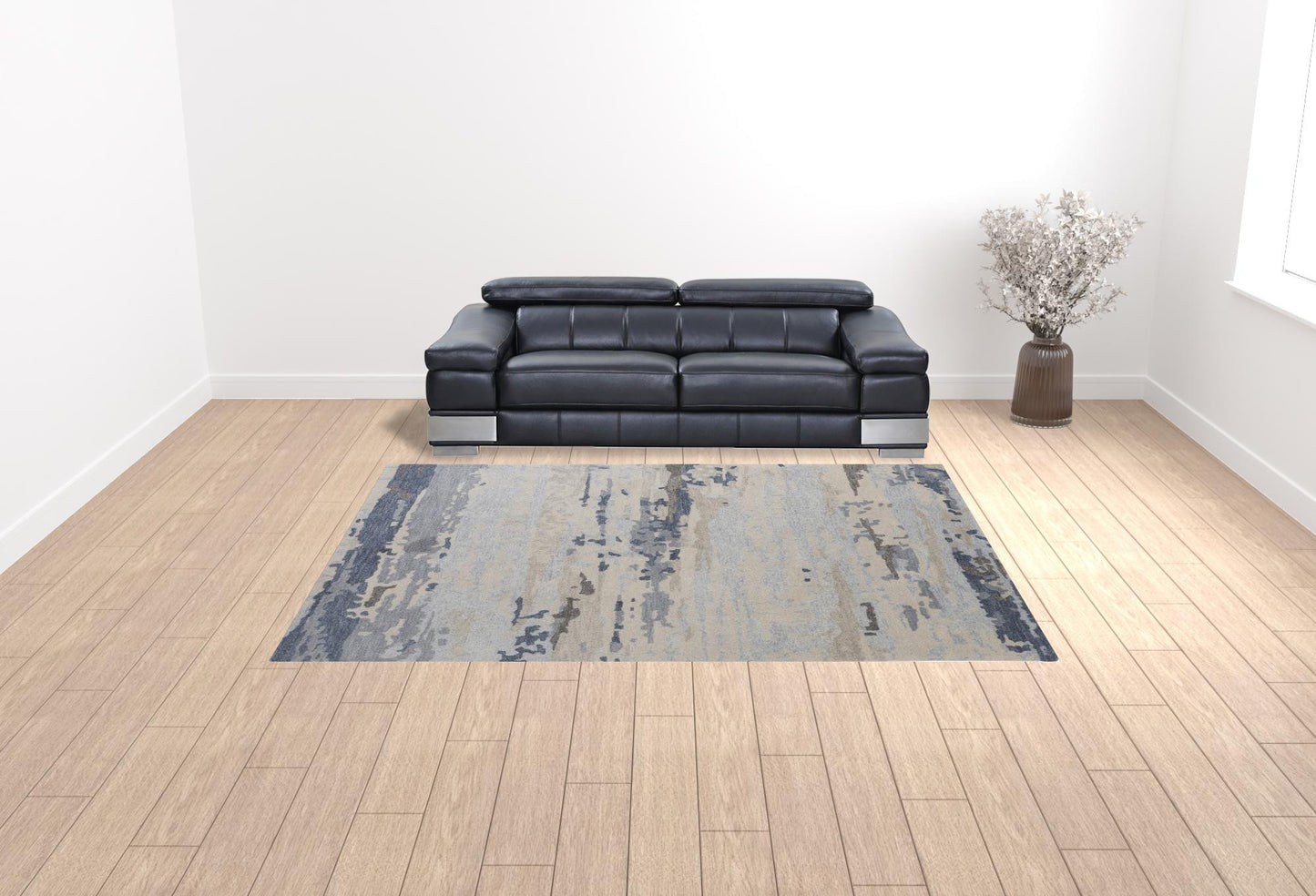 9 x 12 Blue Gray & Ivory Wool Tufted Handmade Stain Resistant Rug