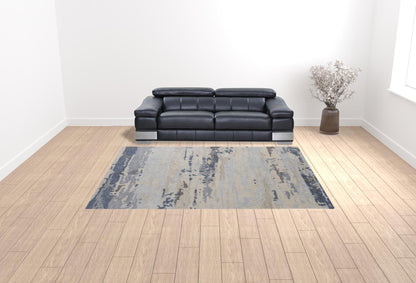 9 x 12 Blue Gray & Ivory Wool Tufted Handmade Stain Resistant Rug