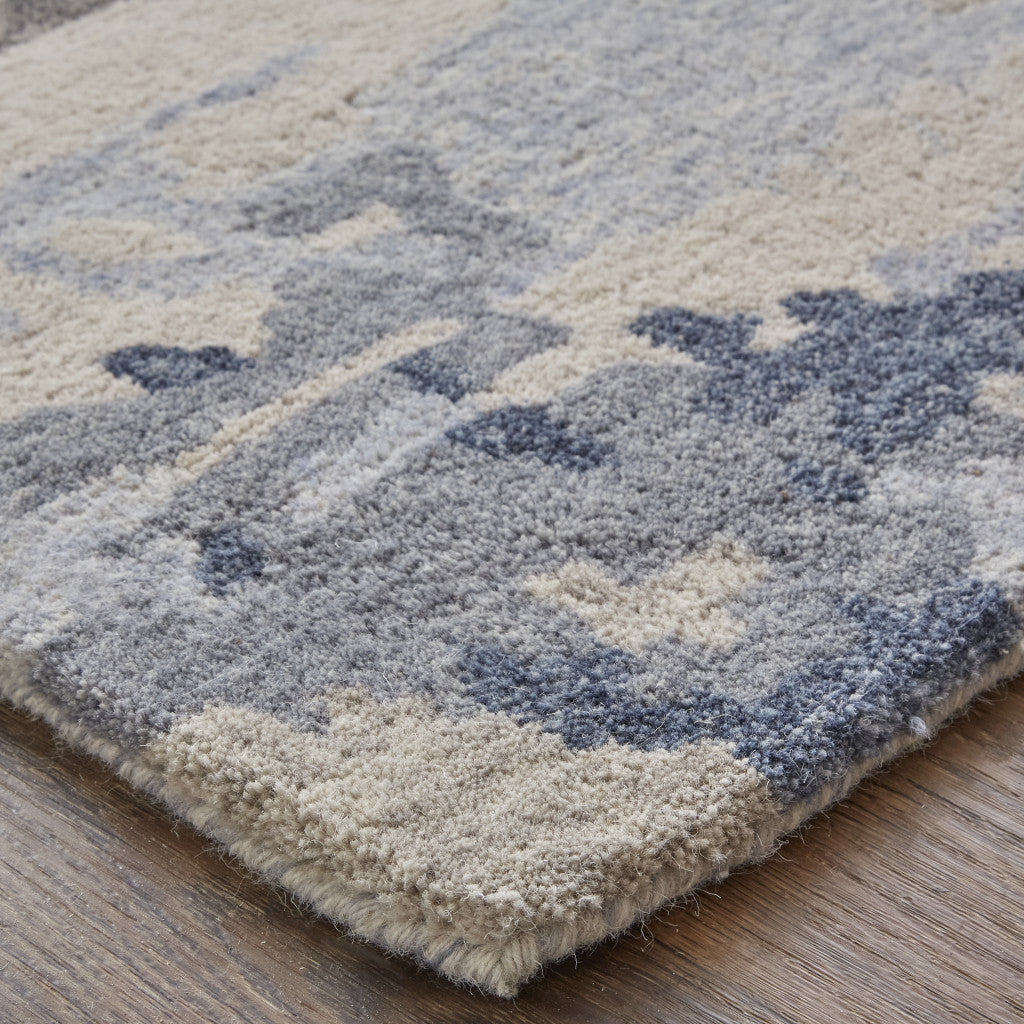 9 x 12 Blue Gray & Ivory Wool Tufted Handmade Stain Resistant Rug