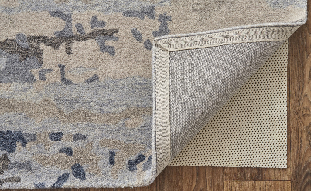 9 x 12 Blue Gray & Ivory Wool Tufted Handmade Stain Resistant Rug