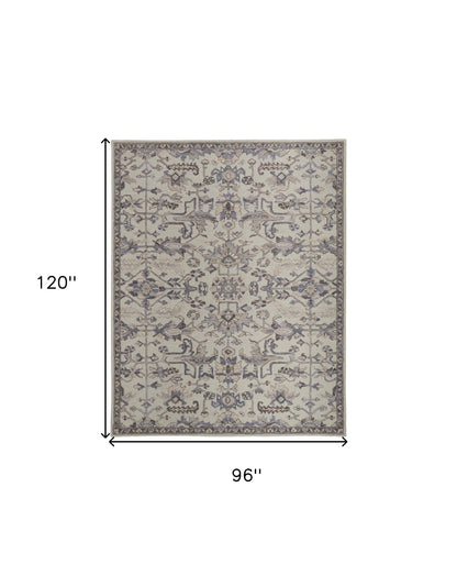 8 x 10 Ivory & Gray Wool Floral Tufted Handmade Stain Resistant Rug
