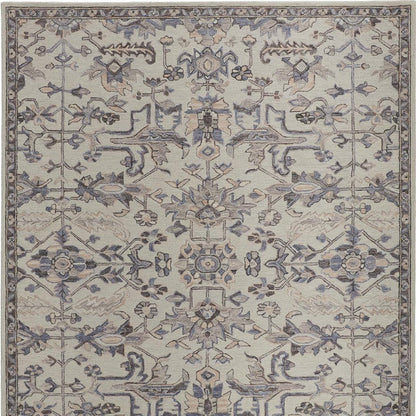 8 x 10 Ivory & Gray Wool Floral Tufted Handmade Stain Resistant Rug