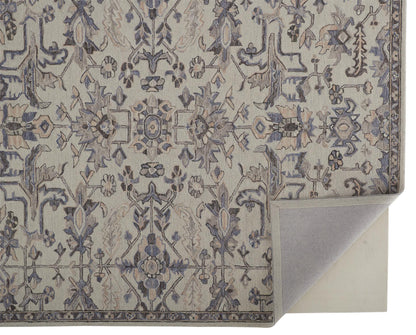 8 x 10 Ivory & Gray Wool Floral Tufted Handmade Stain Resistant Rug