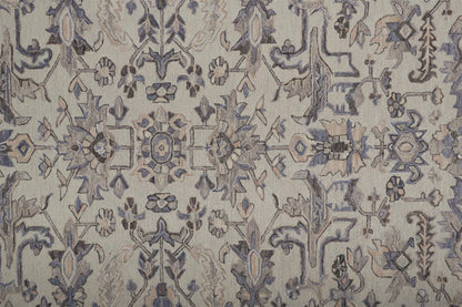8 x 10 Ivory & Gray Wool Floral Tufted Handmade Stain Resistant Rug
