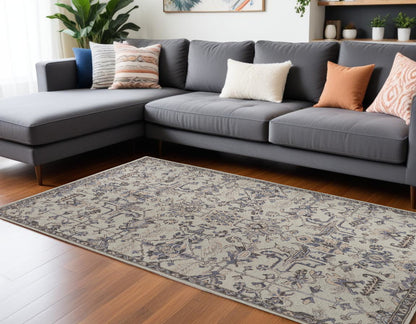 8 x 10 Ivory & Gray Wool Floral Tufted Handmade Stain Resistant Rug
