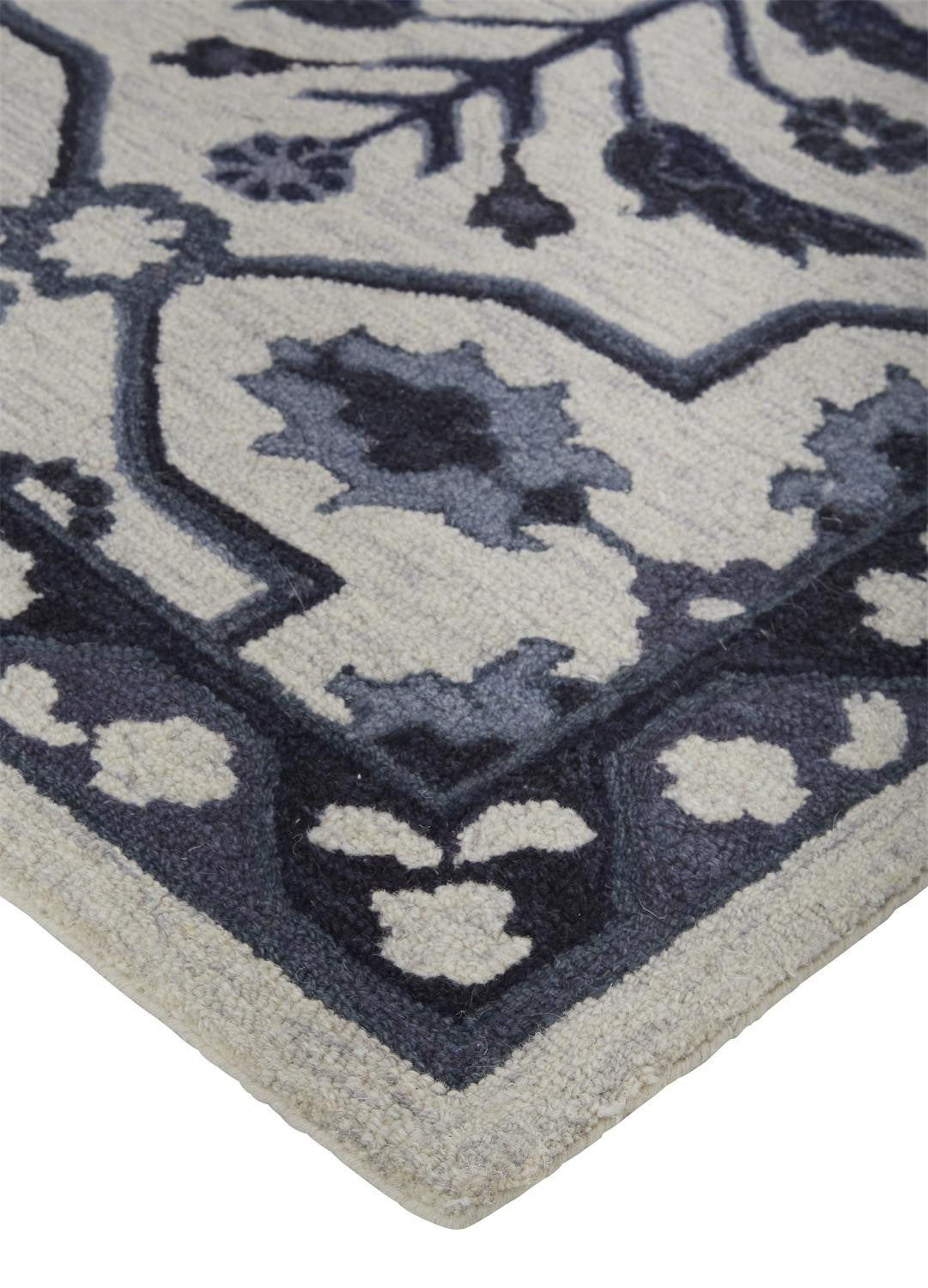 8 x 10 Taupe & Gray Wool Floral Tufted Handmade Stain Resistant Rug