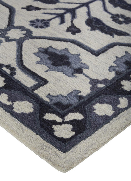 8 x 10 Taupe & Gray Wool Floral Tufted Handmade Stain Resistant Rug