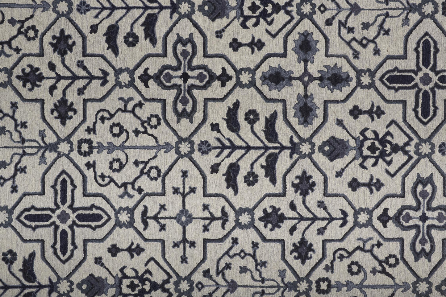 8 x 10 Taupe & Gray Wool Floral Tufted Handmade Stain Resistant Rug