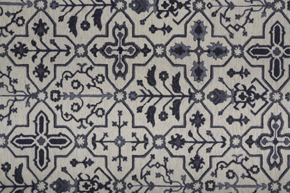 8 x 10 Taupe & Gray Wool Floral Tufted Handmade Stain Resistant Rug