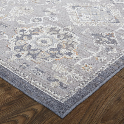 12 x 15 Gray Floral Power Loom Stain Resistant Rug