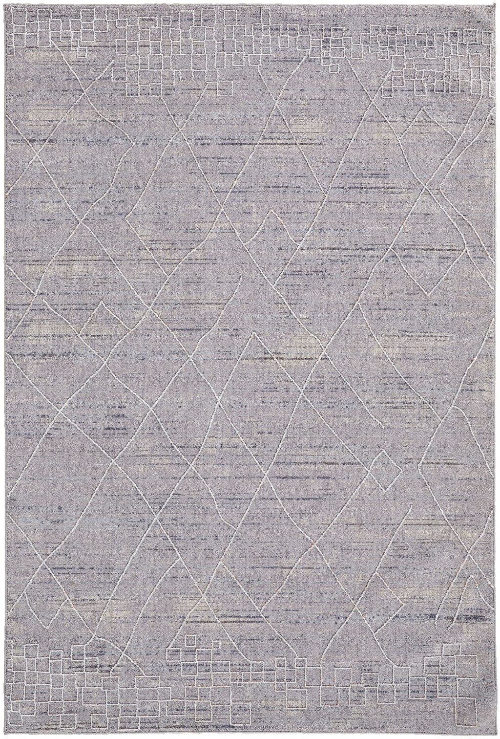 12 x 15 Gray Striped Power Loom Distressed Stain Resistant Rug