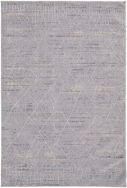 12 x 15 Gray Striped Power Loom Distressed Stain Resistant Rug
