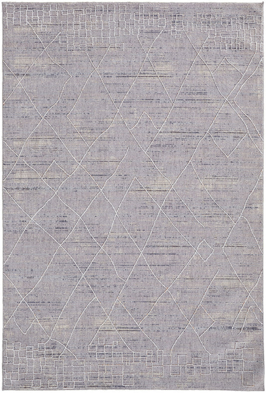 12 x 15 Gray Striped Power Loom Distressed Stain Resistant Rug