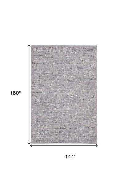 12 x 15 Gray Striped Power Loom Distressed Stain Resistant Rug