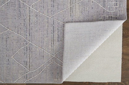 12 x 15 Gray Striped Power Loom Distressed Stain Resistant Rug