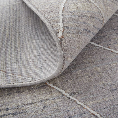 12 x 15 Gray Striped Power Loom Distressed Stain Resistant Rug