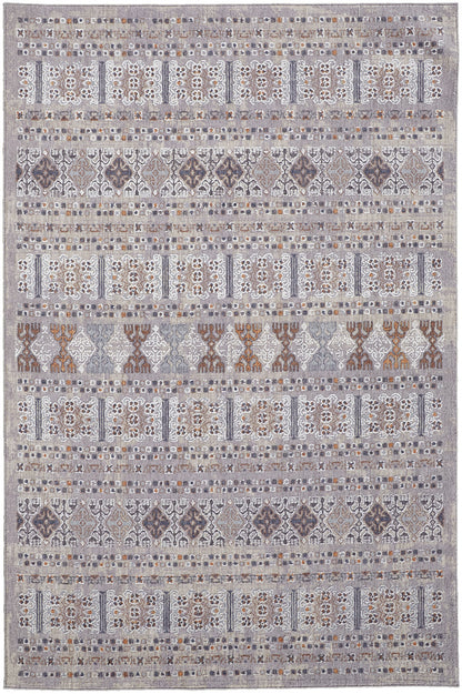 12 x 15 Orange Gray & White Geometric Power Loom Distressed Stain Resistant Rug