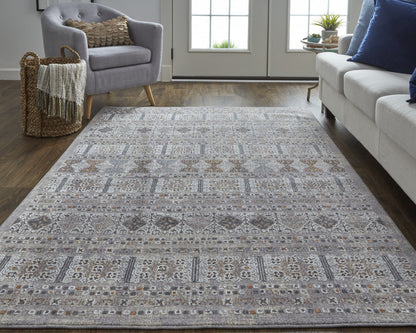 12 x 15 Orange Gray & White Geometric Power Loom Distressed Stain Resistant Rug