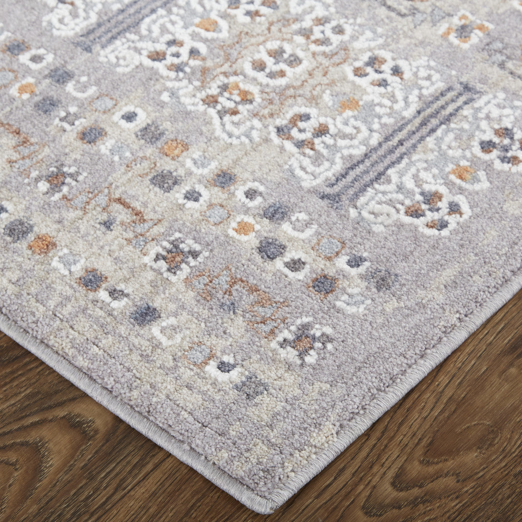 12 x 15 Orange Gray & White Geometric Power Loom Distressed Stain Resistant Rug